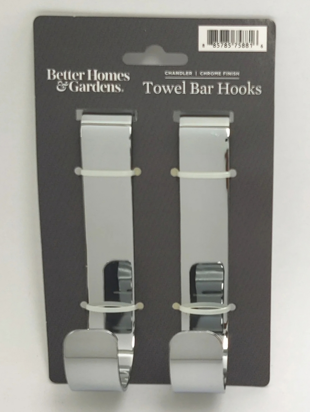 BETTER HOMES and GARDENS 2-Piece Chrome Finish Hanging Towel Bar Hooks